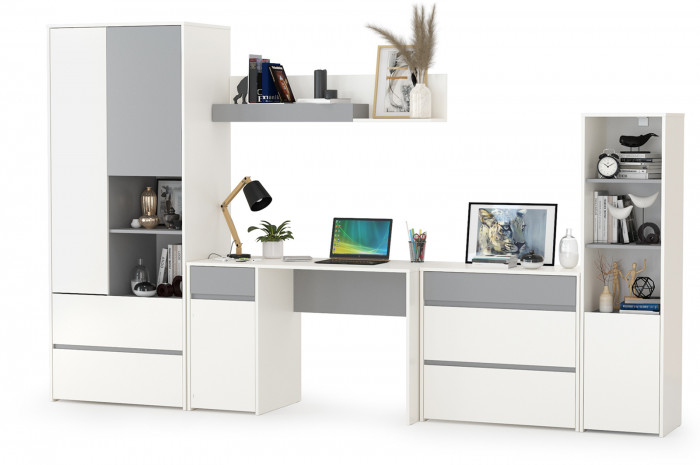 Торонто Компоновка № 01, белый шагрень/стальной серый