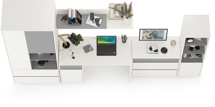 Торонто Компоновка № 01, белый шагрень/стальной серый