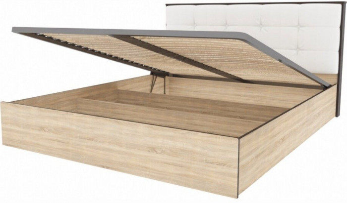 Кровать Лирика ЛК-2 к/з милк + основание ПМ 140