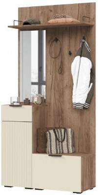 СОНАТА ПР 01 Прихожая (1000х2100х400) Фасад МДФ МОНО КЕРАМИКА/Корпус ДУБ КРАФТ ТАБАЧНЫЙ