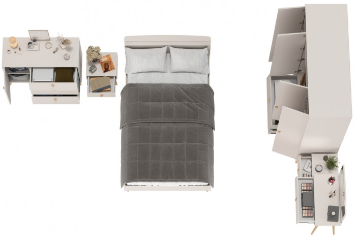 Афина Спальня 31-1200, цвет кашемир серый, сп.м. 1200х2000 мм., б/м, основание есть - фанера