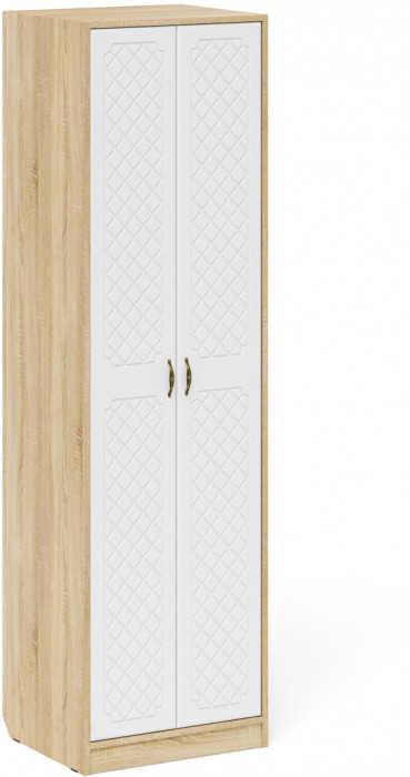 Прихожая П-6 Шкаф + Шкаф, цвет дуб сонома/фасады МДФ белое дерево фрезеровка ромб, ШхГхВ 120х50х210 см.