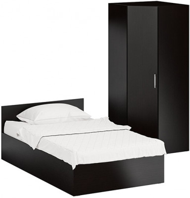 Кровать 1200 + Шкаф угловой Стандарт, цвет венге, ШхГхВ 123,5х203,5х70 + 81,2х81,2х200см., сп.м. 1200х2000 мм., без матраса, основание есть