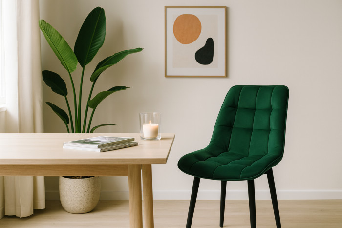 Стул "Бостон" черный матовый Velutto 33 зеленый