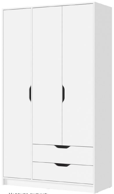 РУНА ШК 03 Шкаф 3-х створчатый Фасад БЕЛЫЙ/Корпус БЕЛЫЙ
