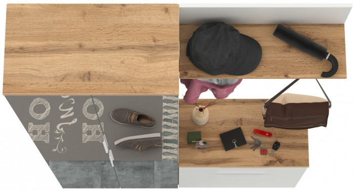 Октава Прихожая 12, белый шагрень/дуб крафт золотой/фасады МДФ белый шагрень