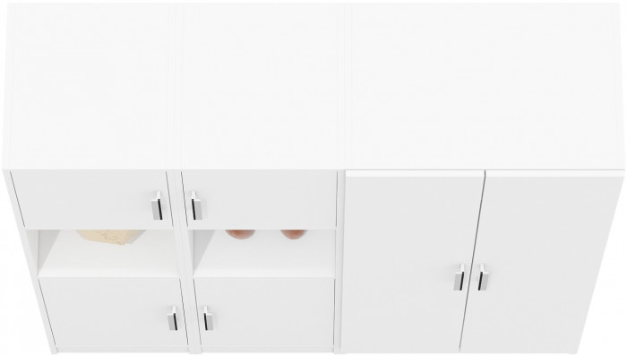 Шкаф С-МД-СК9Ш+Пенал С-МД-СК9П+Пенал С-МД-СК9П, цвет белый шагрень, ШхГхВ 156х45х160 см., универсальная сборка