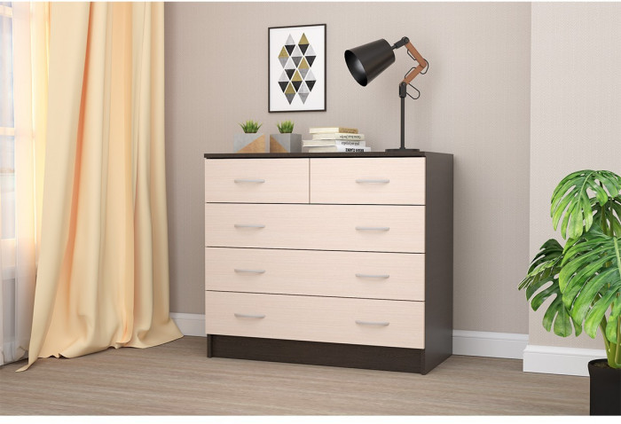 Кэт-7 Комод 5 ящиков (Крафт золотой / Миндаль)