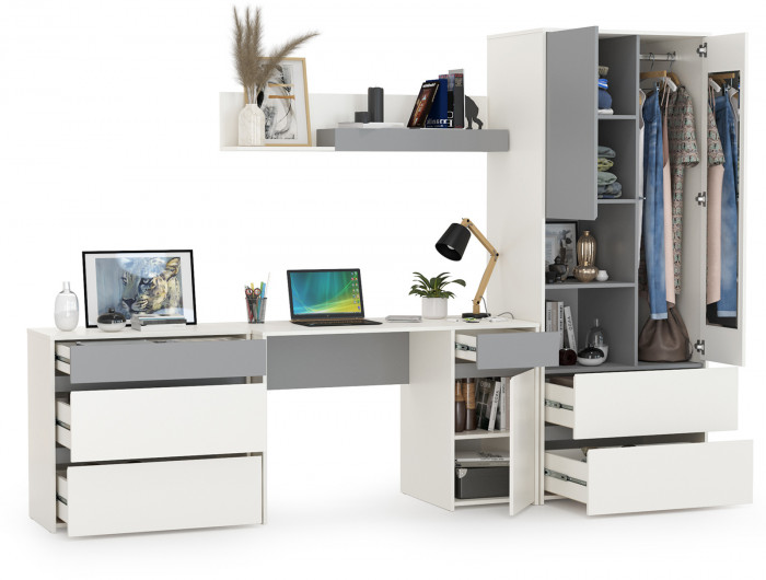 Торонто Компоновка № 03, белый шагрень/стальной серый