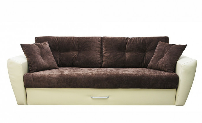 Диван-кровать Амстердам Люкс, 160х195, еврокнижка, пружинный блок, велюр/экокожа, бежевый