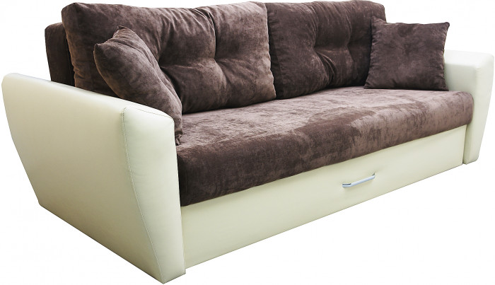 Диван-кровать Амстердам Люкс, 160х195, еврокнижка, пружинный блок, велюр/экокожа, бежевый