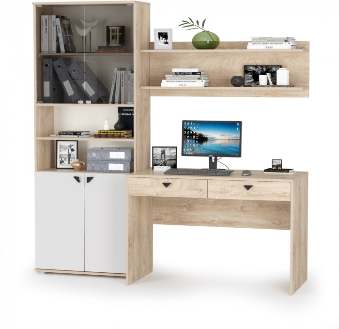 Бостон № 37, дуб эндгрейн элегантный/фасады МДФ милк рикамо софт