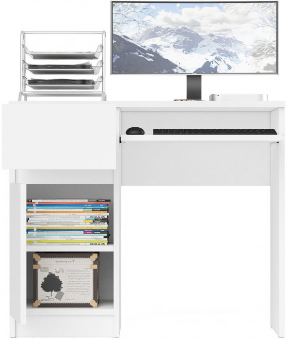 Мори компьютерный стол МС-1 левый, белый