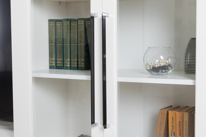 Валенсия Гостиная № 057, цвет ЛДСП белый шагрень/МДФ белый шагрень, ШхГхВ 217,2х38,3х225,2 см., универсальная сборка