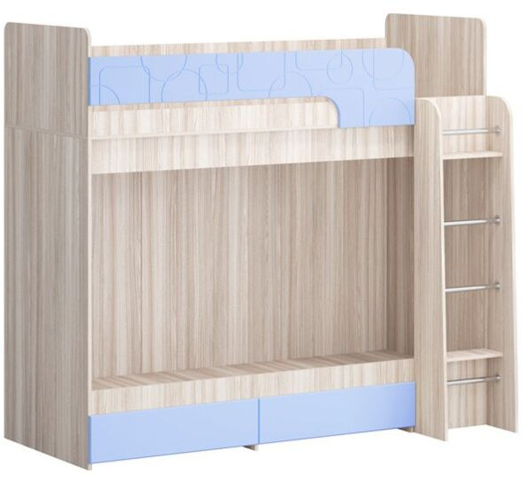Двухъярусная кровать Бемби МДФ NEW, ясень (Ваниль матовая, Ясень шимо светлый)