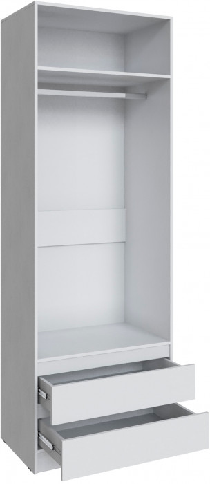 Шкаф Мадрид (0,8) с 2 ящ. без ручек без зеркала, Белый