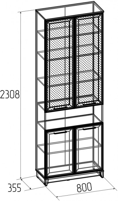Шкаф книжный Аурелио 7, антрацит