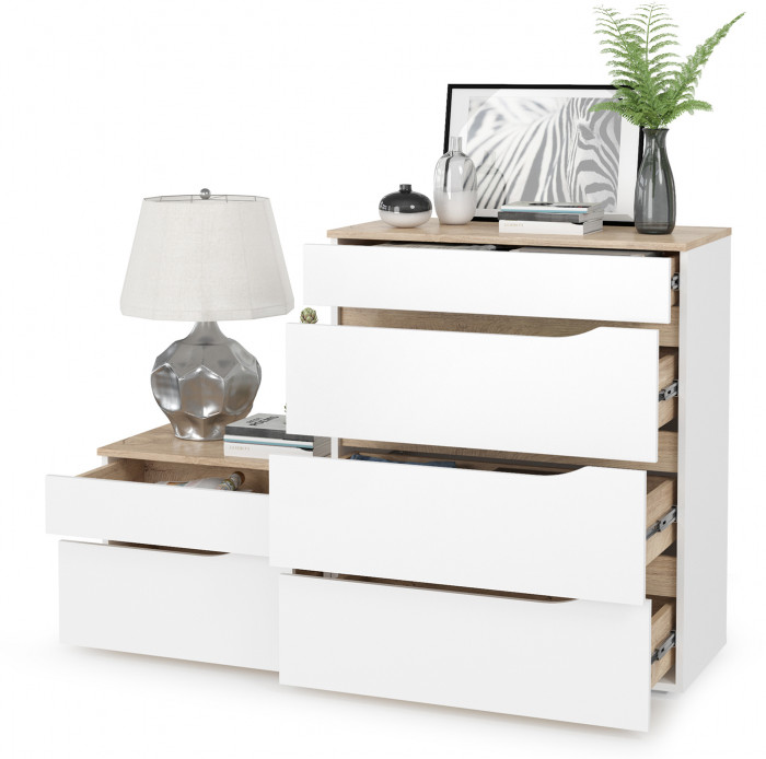 Муссон 13.97 Комод + 16.03 Тумба, белый/дуб эндгрейн элегантный