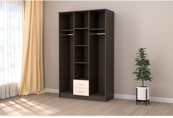 Кэт-7 Шкаф 3-створчатый (Крафт золотой / Миндаль)