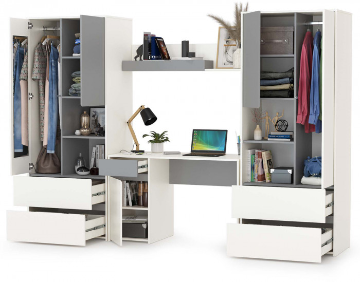 Торонто Компоновка № 05, белый шагрень/стальной серый