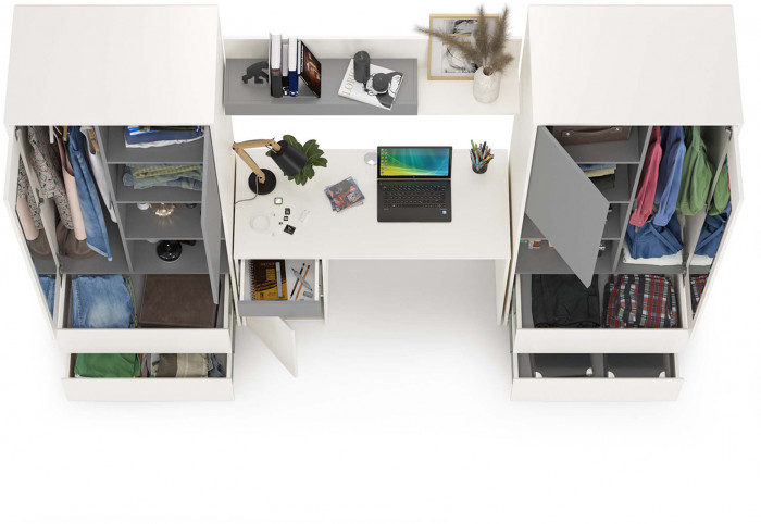 Торонто Компоновка № 05, белый шагрень/стальной серый