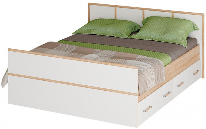 Кровать с проложками ДСП Сакура ЛИТ 140х200, дуб сонома