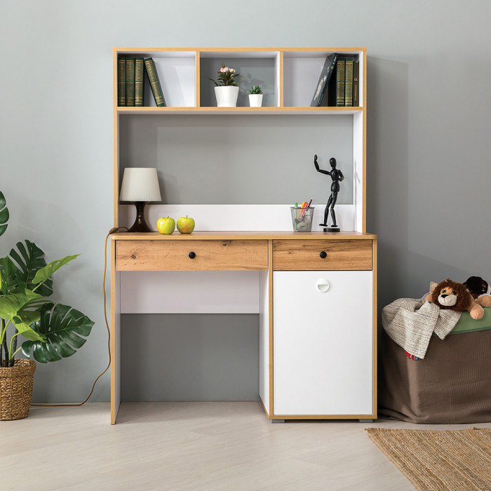 Вуди 12.42 письменный стол, белый премиум/дуб крафт золотой