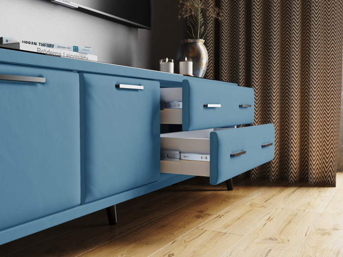 Тумба ТВ интерьерная Виго 1,6 светло-голубой