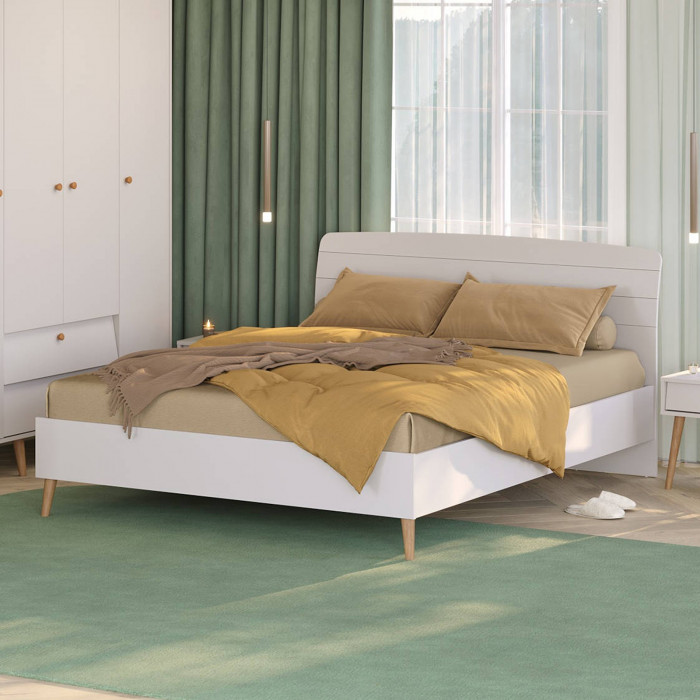 Афина Спальня 4-22901М1к.с. Кровать 1600, цвет кашемир серый, ШхГхВ 164,6х210,2х95,6 см., сп.м. 1600х2000 мм, б/м, основание есть - фанера, ножки: тик