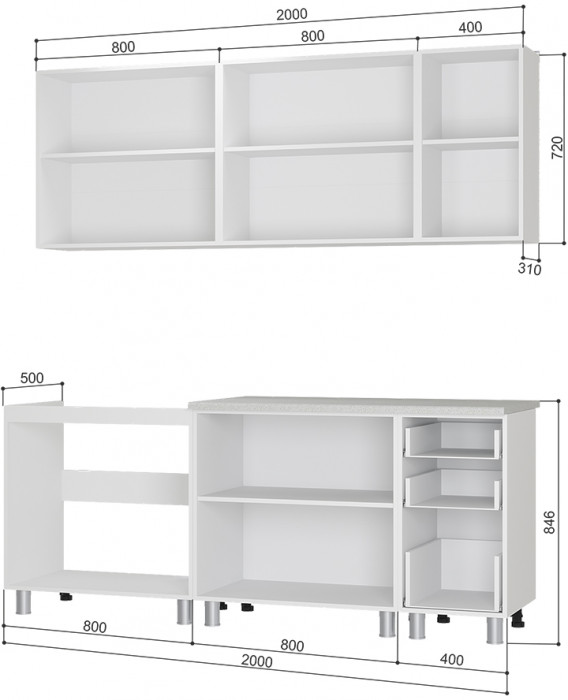 Кухня 2,0м "Дина" белый/белый глянец МДФ