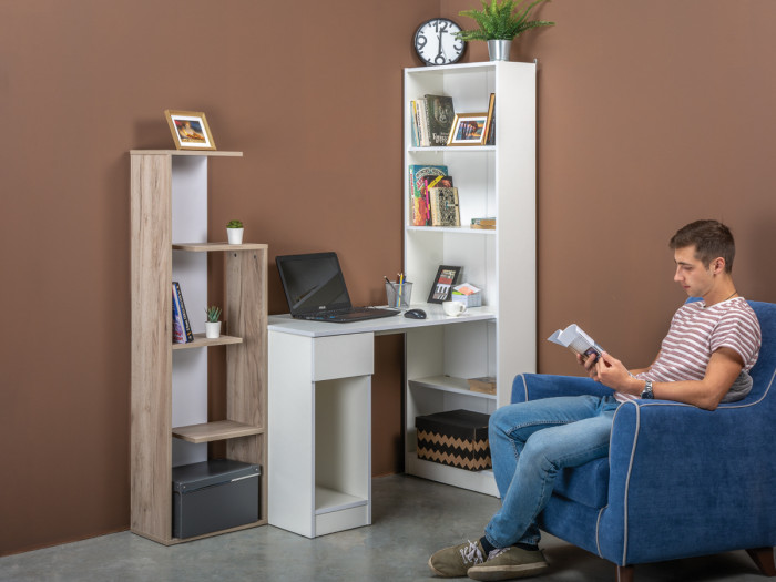 Лайт Шкаф комбинированный 10.01 (Стол письменный), цвет белый гладкий, ШхГхВ 115,3х58,2х179 см., универсальная сборка(обязательно крепление к стене)