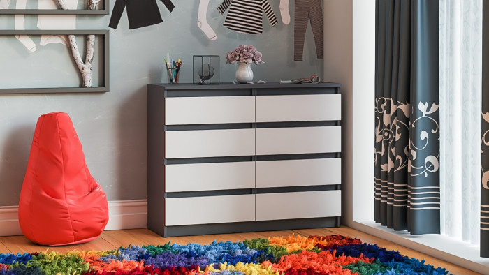 Мори Комод МК1200.8, графит/белый