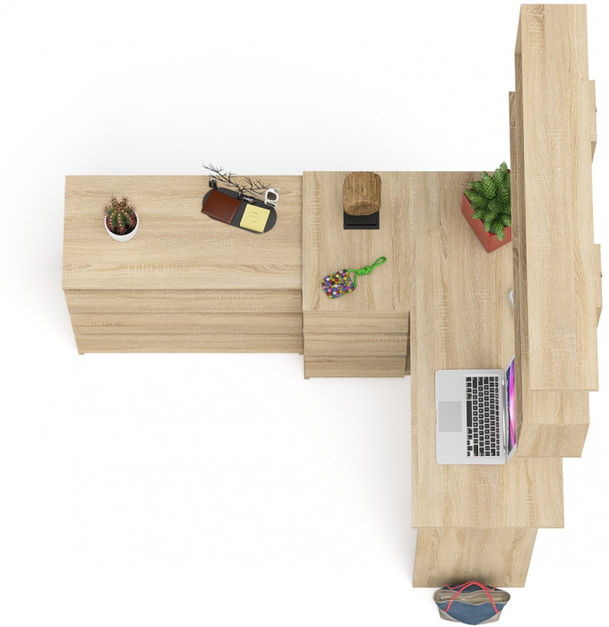 Мори компьютерный стол МС-16 левый + Комод МК800.1 + Полка 1200, дуб сонома