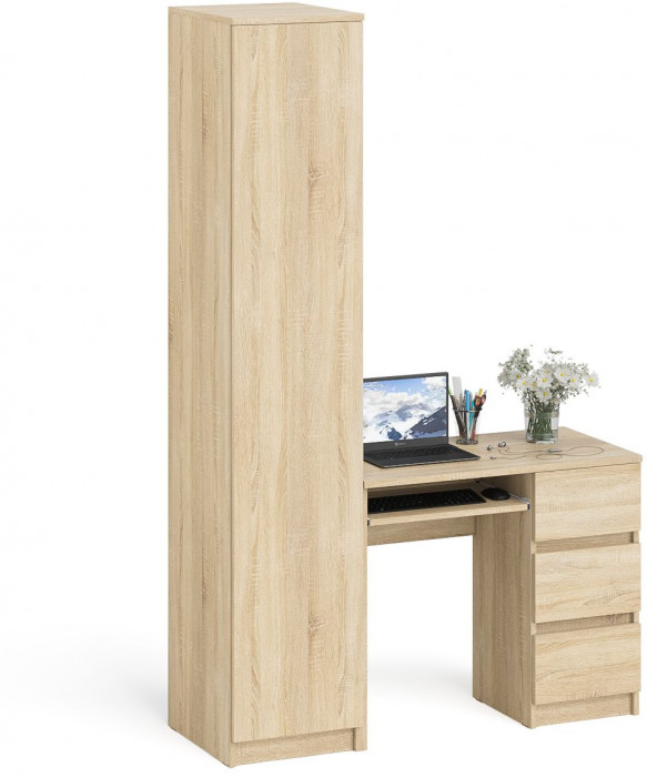 Мори компьютерный стол МС-6 правый + Пенал МШ400.1, дуб сонома
