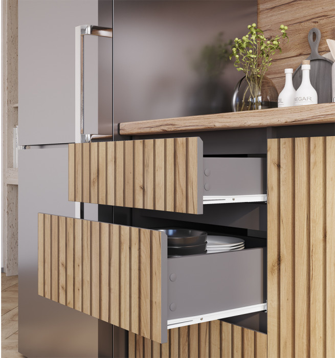 Кухня Шерлок 1,6 м, крафт, графит