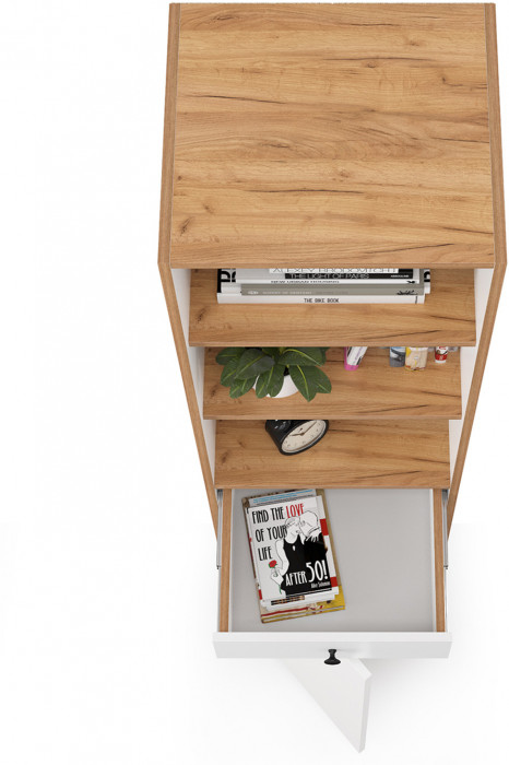 Вуди 13.146 Стеллаж, белый премиум/дуб крафт золотой