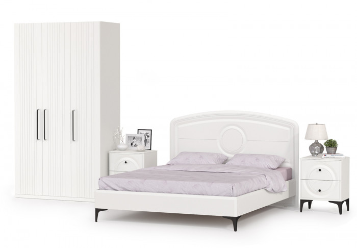 Валенсия Спальня № 33, цвет ЛДСП белый шагрень/МДФ белый шагрень, ортопед есть, сп. м. 1600х2000 мм., б/м