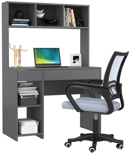 Стол компьютерный Комфорт 12.77F + кресло 103 серое, цвет тёмно-серый, ШхГхВ 100х49,8х147 см., универсальная сборка