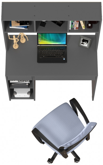 Стол компьютерный Комфорт 12.77F + кресло 103 серое, цвет тёмно-серый, ШхГхВ 100х49,8х147 см., универсальная сборка
