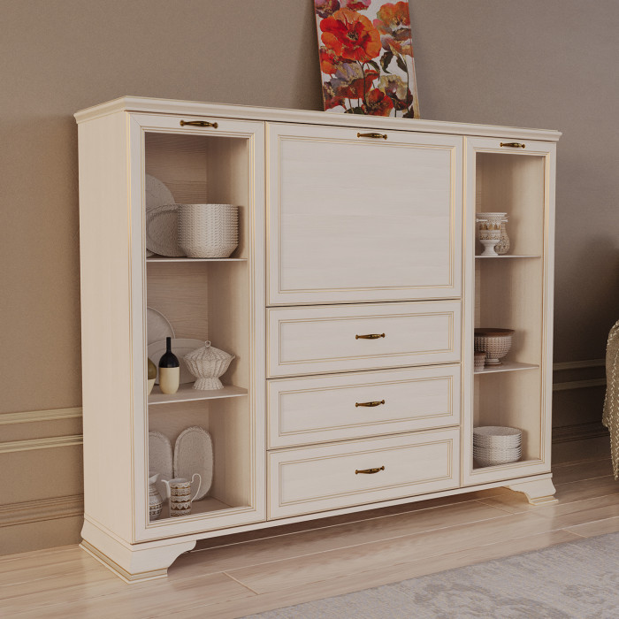 Шкаф низкий (2 стеклодвери) Сиена