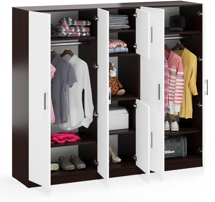 Шкаф С-МД-СК9Ш+Пенал С-МД-СК9П+Шкаф С-МД-СК9Ш, цвет венге/белый шагрень, ШхГхВ 183х45х160 см., универсальная сборка