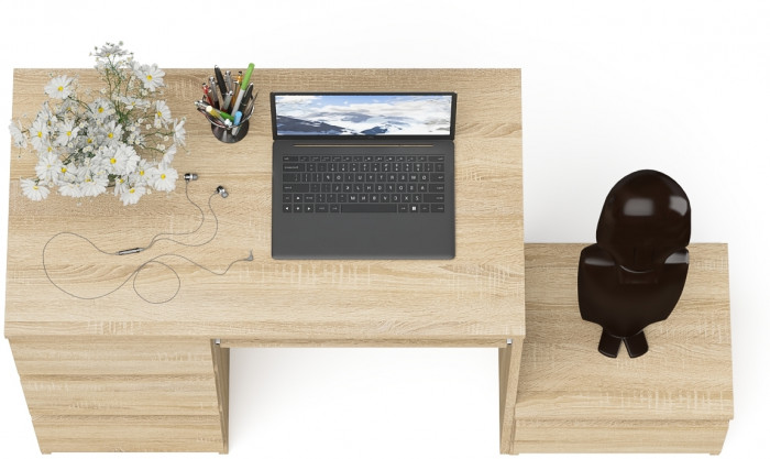 Мори компьютерный стол МС-6 левый + Тумба ТМП400.1, дуб сонома