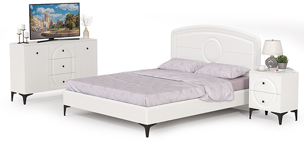 Валенсия Спальня № 03, ЛДСП белый шагрень/МДФ белый шагрень