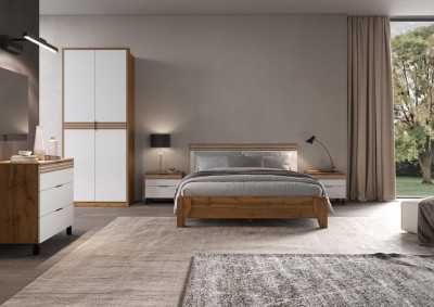 Модульная спальня Нао, набор №1, Дуб вотан/Белый (Профиль МДФ Дуб вотан)