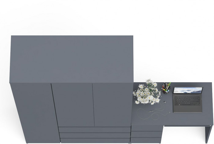 Мори компьютерный стол МС-6 левый + Шкаф МШ1200.1, графит