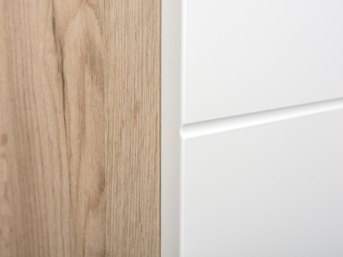 Лайн Прихожая № 08, дуб крафт серый/фасады МДФ белый глянец