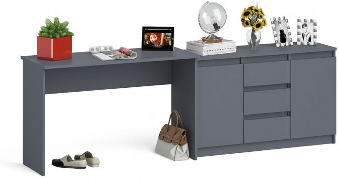 Мори письменный стол МСП1200.1 + Комод МК1200.3, графит