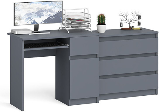 Мори компьютерный стол МС-1 левый + Комод МК800.1, графит