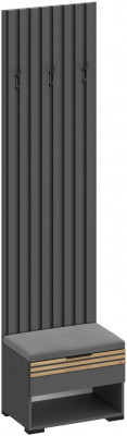 Нао Вешалка-Прихожая с тумбой В-4005, Графит/Графит, Дуб Вотан