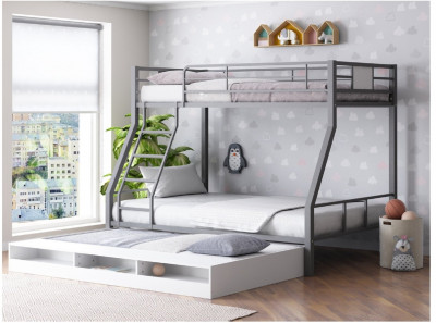 Двухъярусная кровать Гранада 1КВ (Дуб молочный, Серый)